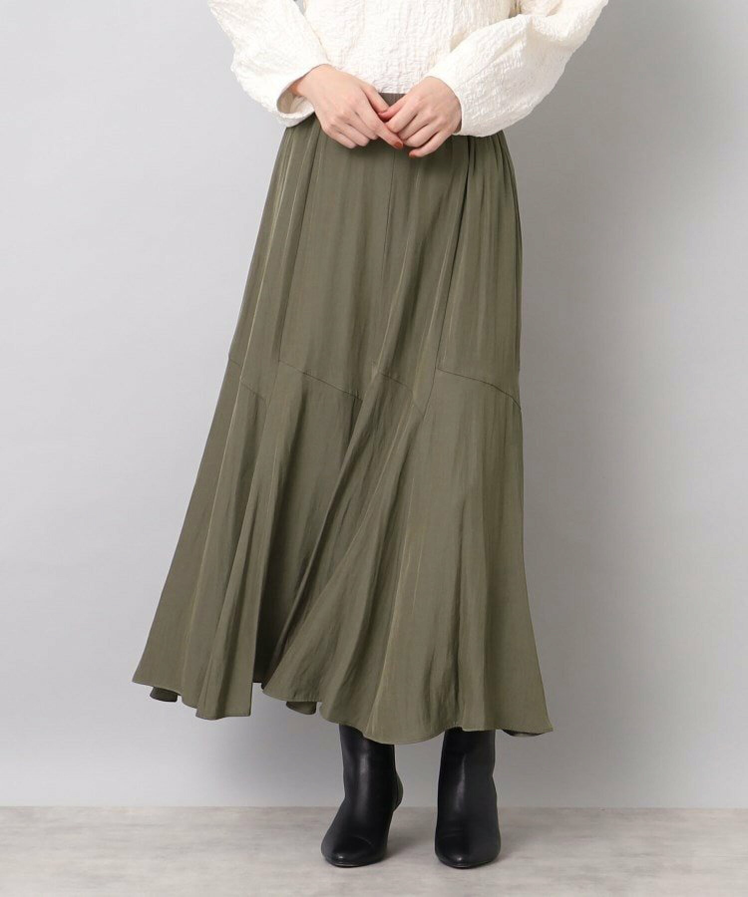 【人気スカート!/洗える】メロウパウダークロス ロングスカート